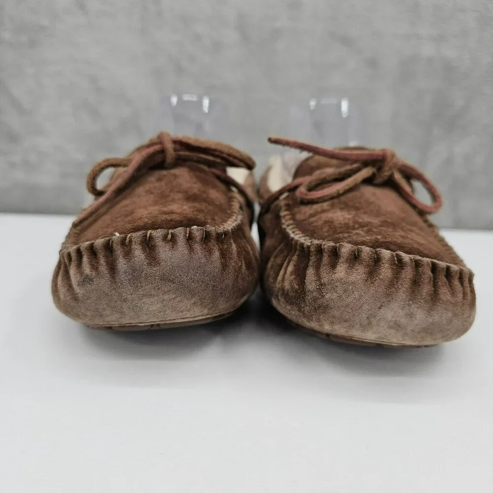 UGG Dakota Moccasin Slippers 7 Espresso Brown Leather Sheepskin Lined Cozy Warm - Picture 4 of 15